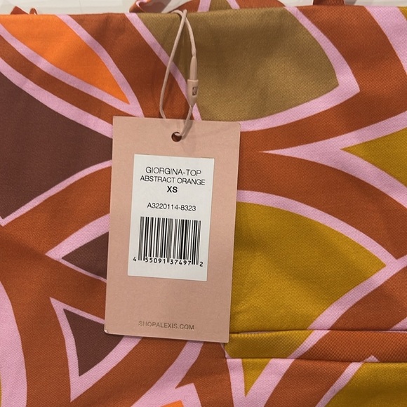 NWT Alexis Giorgina Cropped Top Abstract Orange - Picture 3 of 4